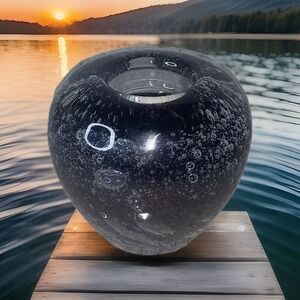 Royal Limited Mouth Blown W/Bubbles Votive Candle Holder -Burgundy /Amethyst